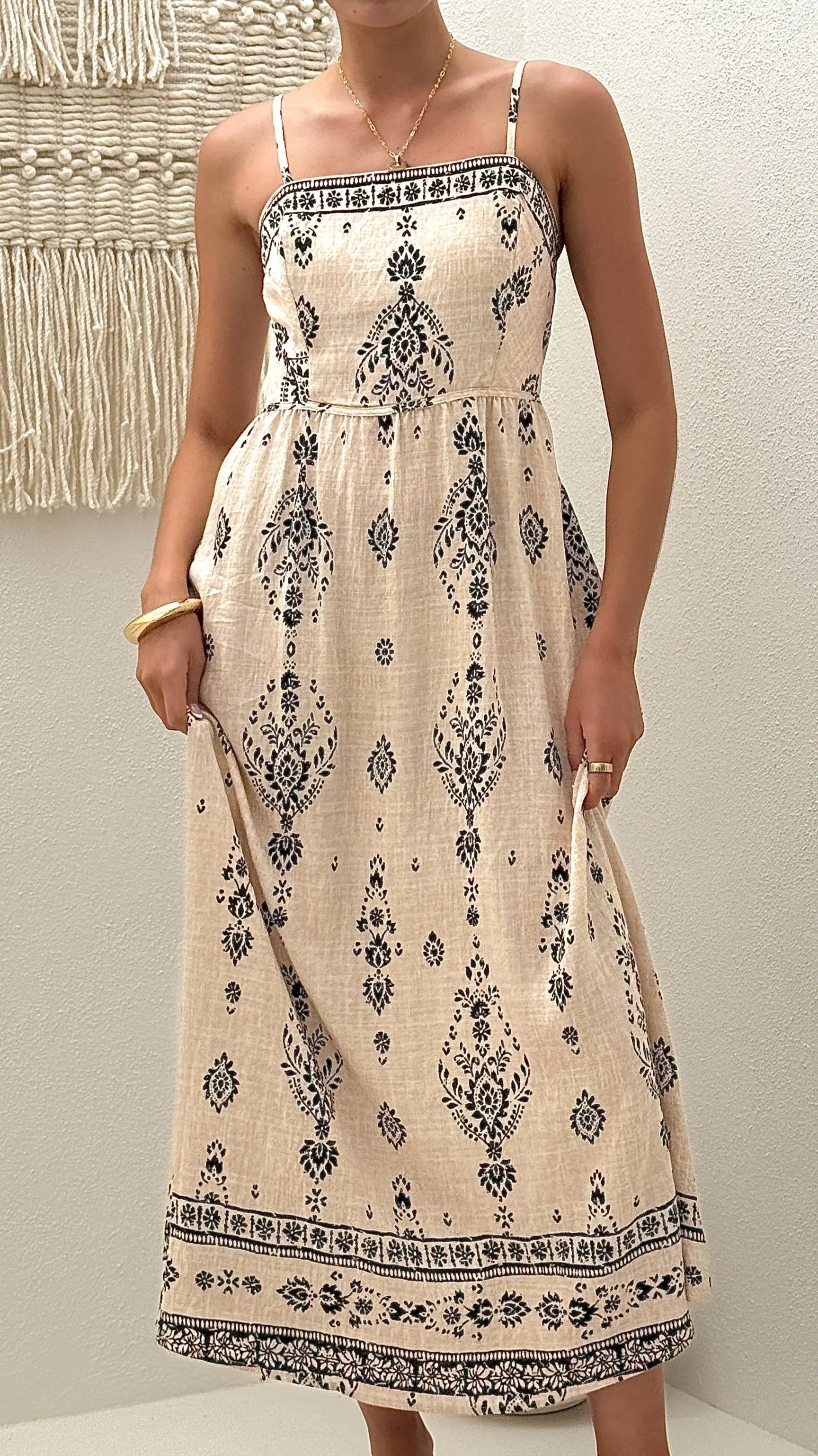 Samara Maxi Dress Cream Black