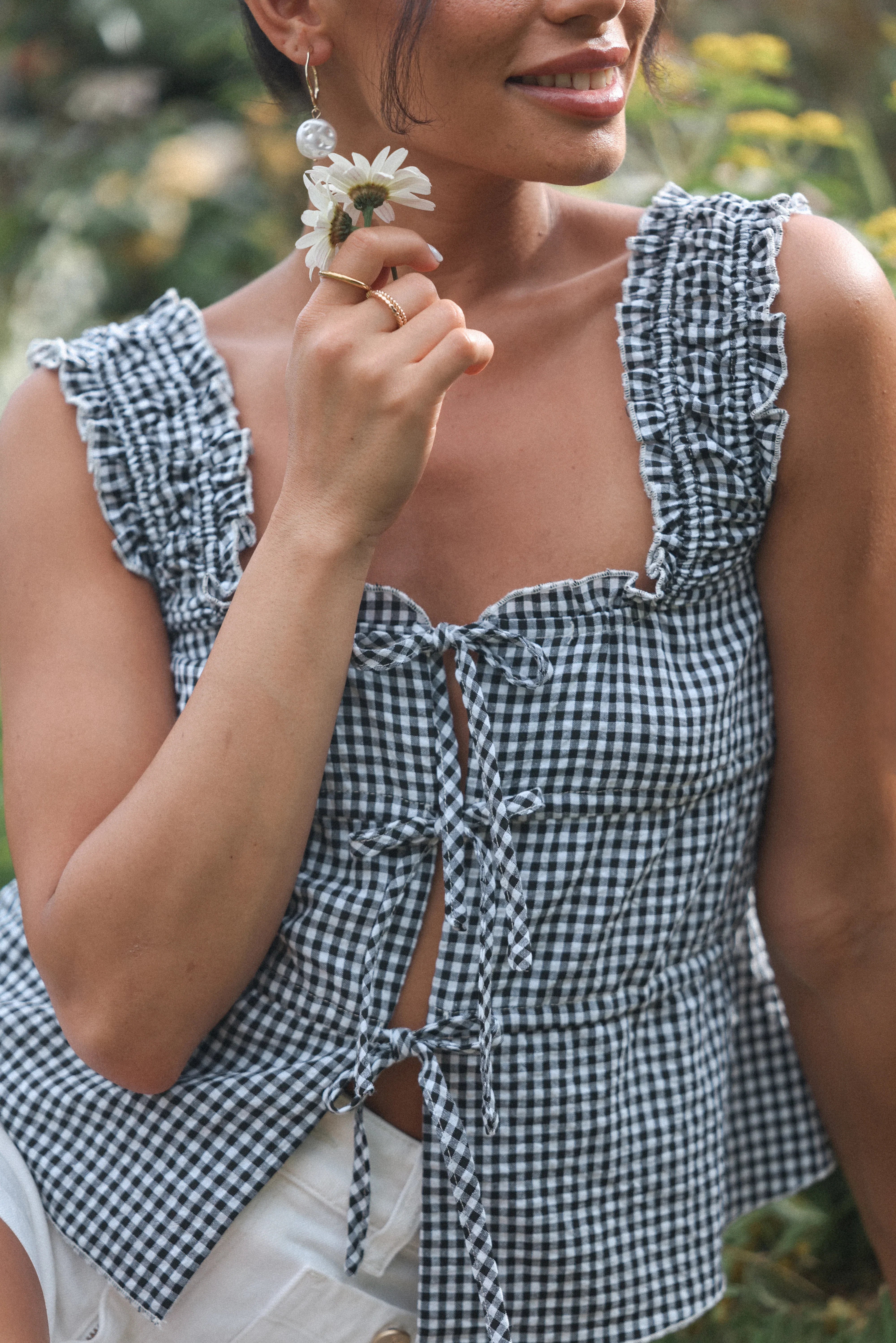 Harper Top Black Gingham