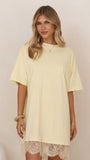 Saya T Shirt Lace Mini Dress Yellow