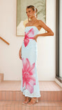 Brittani Strapless Maxi Dress Blue Pink