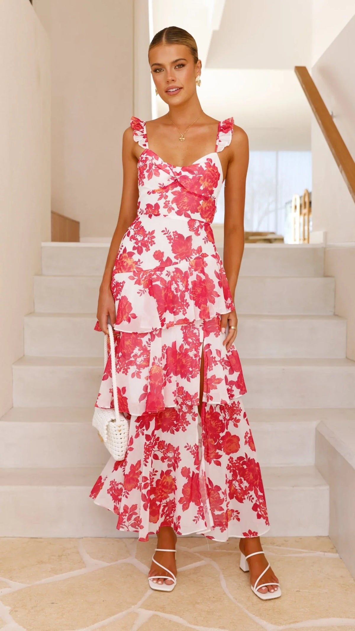 Achelle Maxi Dress Red Floral
