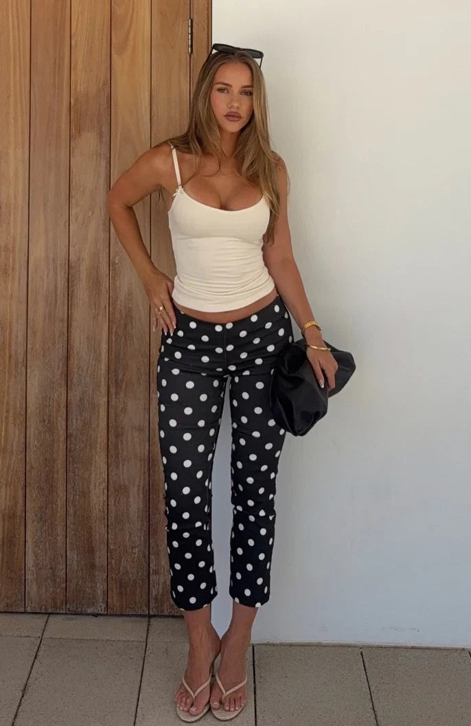 Sweetie Darling Capri Pants Black White Polka Dot