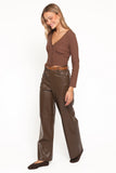 Emer Leather Pant Chocolate Brown