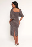 Oona Midi Dress Brown Blue Floral
