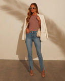 Jennings Super Stretch High Rise Slim Leg Split Hem Jeans