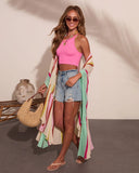 Summer Treat Knit Color Block Duster Kimono