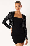 Monica All Over Pearl Crop Jacket Black