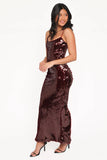 Orlena Sequin Midi Dress Burgundy