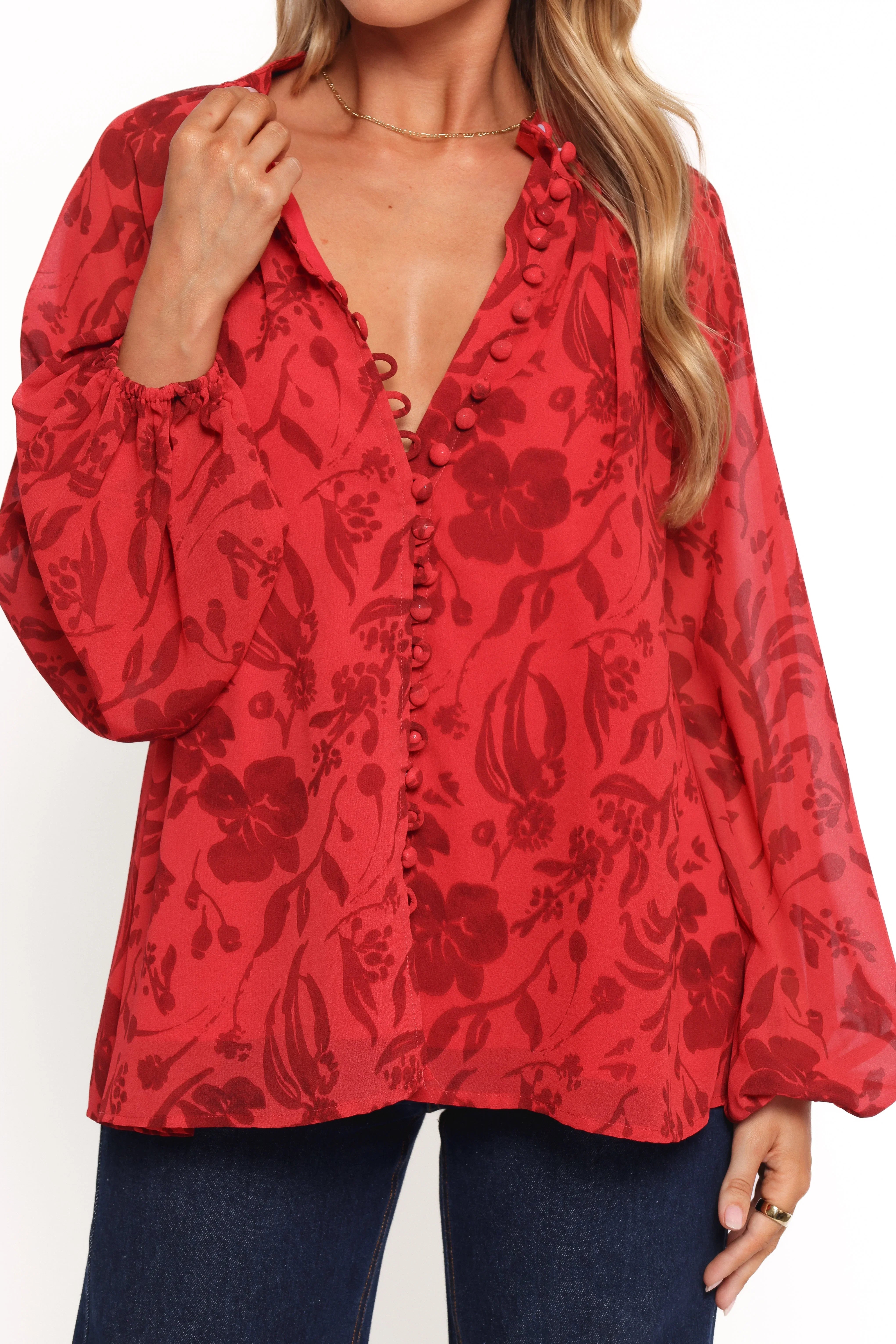 Marni Top Red Floral