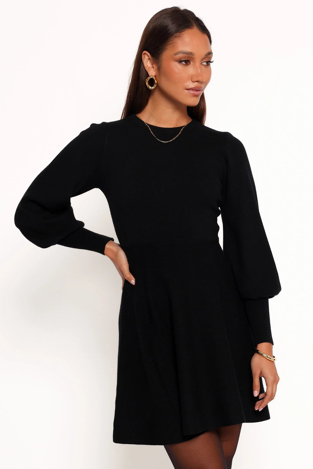 Gigi Long Sleeve Mini Dress Black