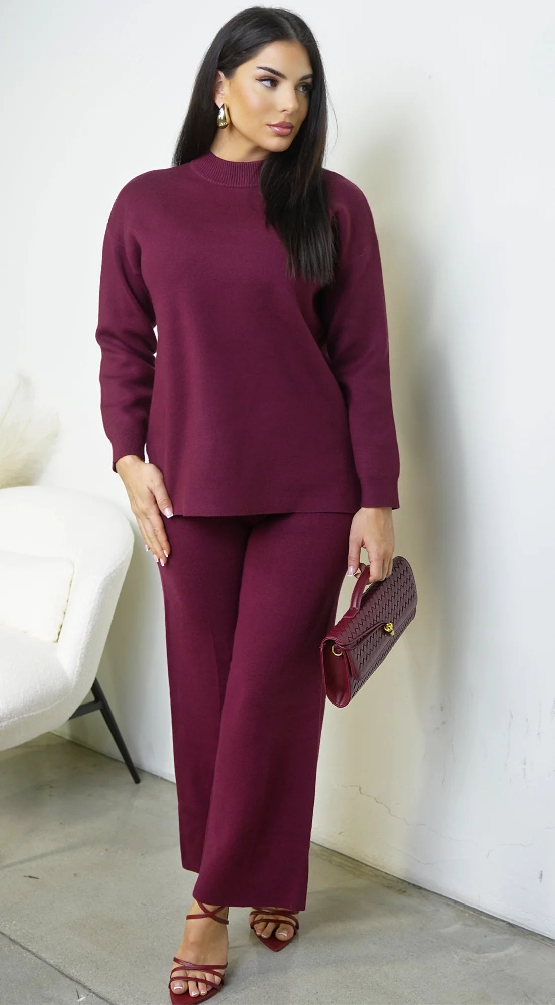 Mirel Knit Set Burgundy