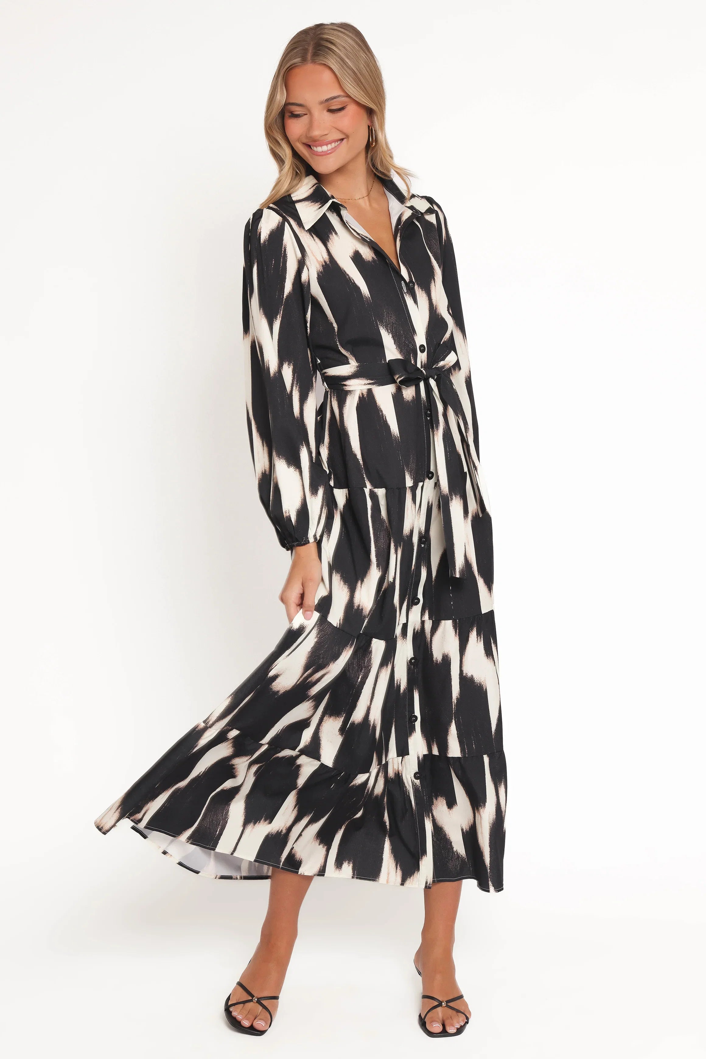 Lincoln Long Sleeve Maxi Dress Black Print