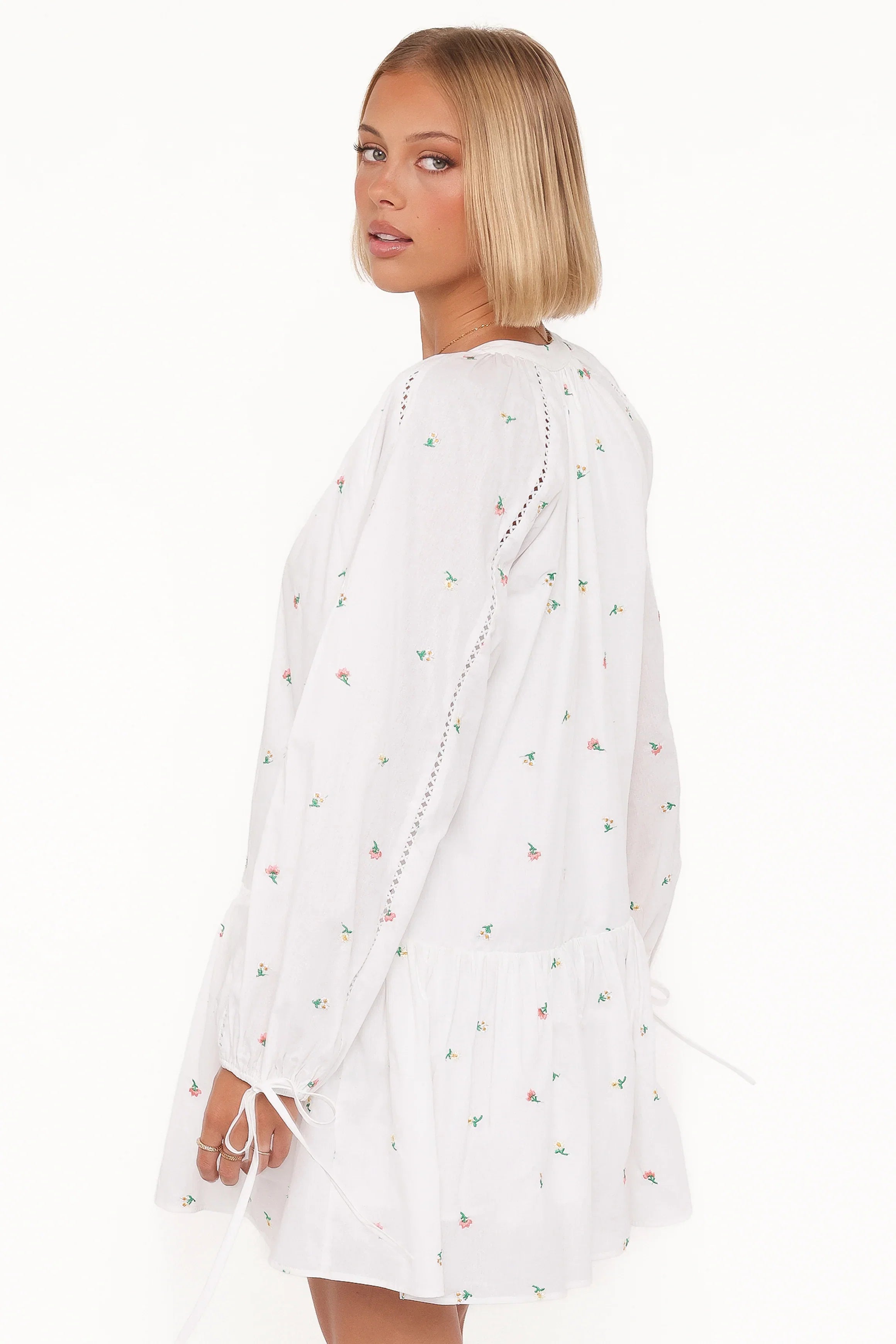 Hart Long Sleeve Mini Dress White Floral