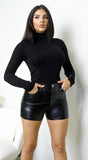Slyra PU Leather Shorts Black