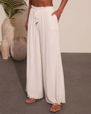 Catch Flights Drawstring Cover Up Linen Blend Pants