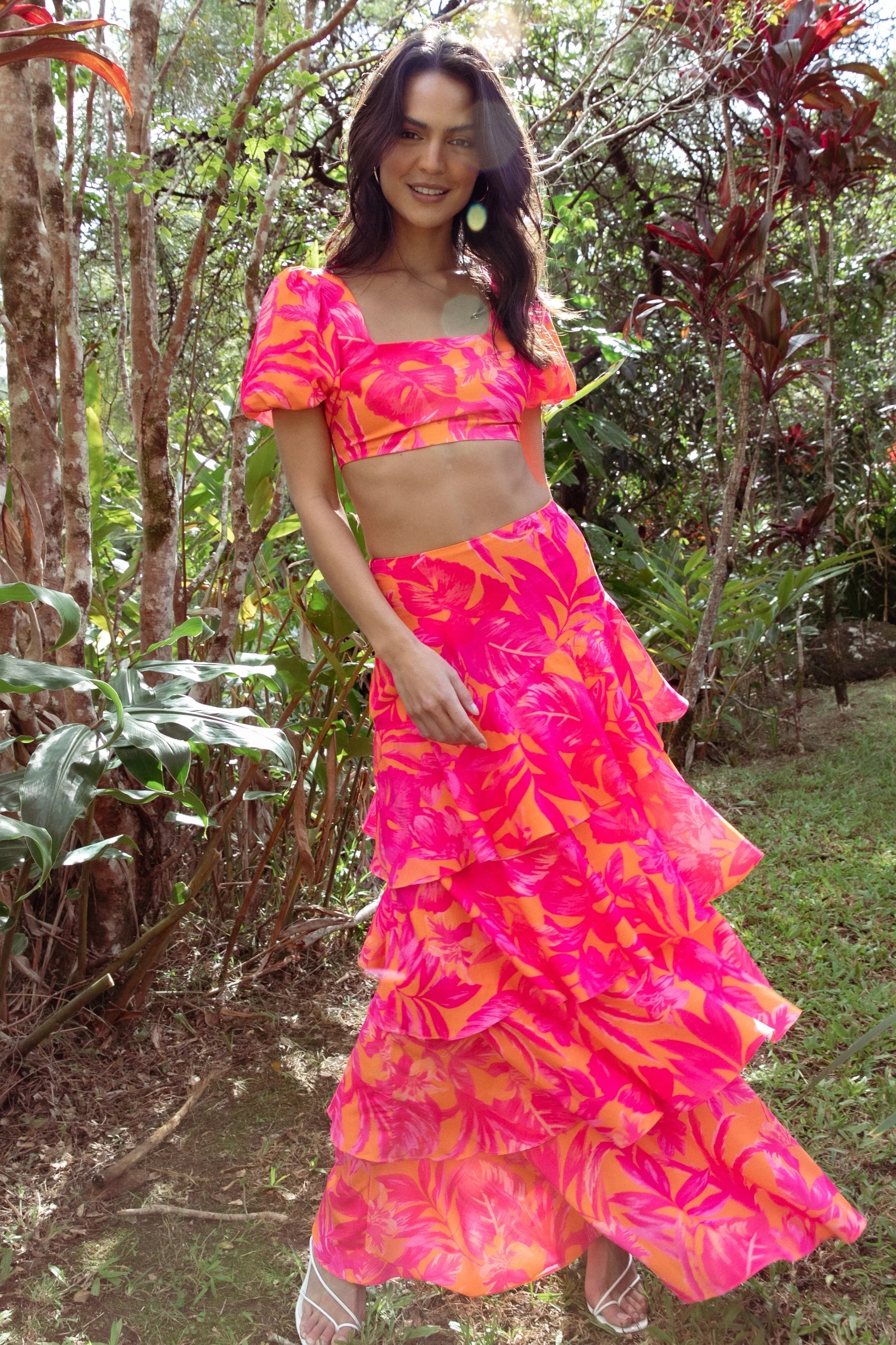 Addison Maxi Skirt Pink Tropics