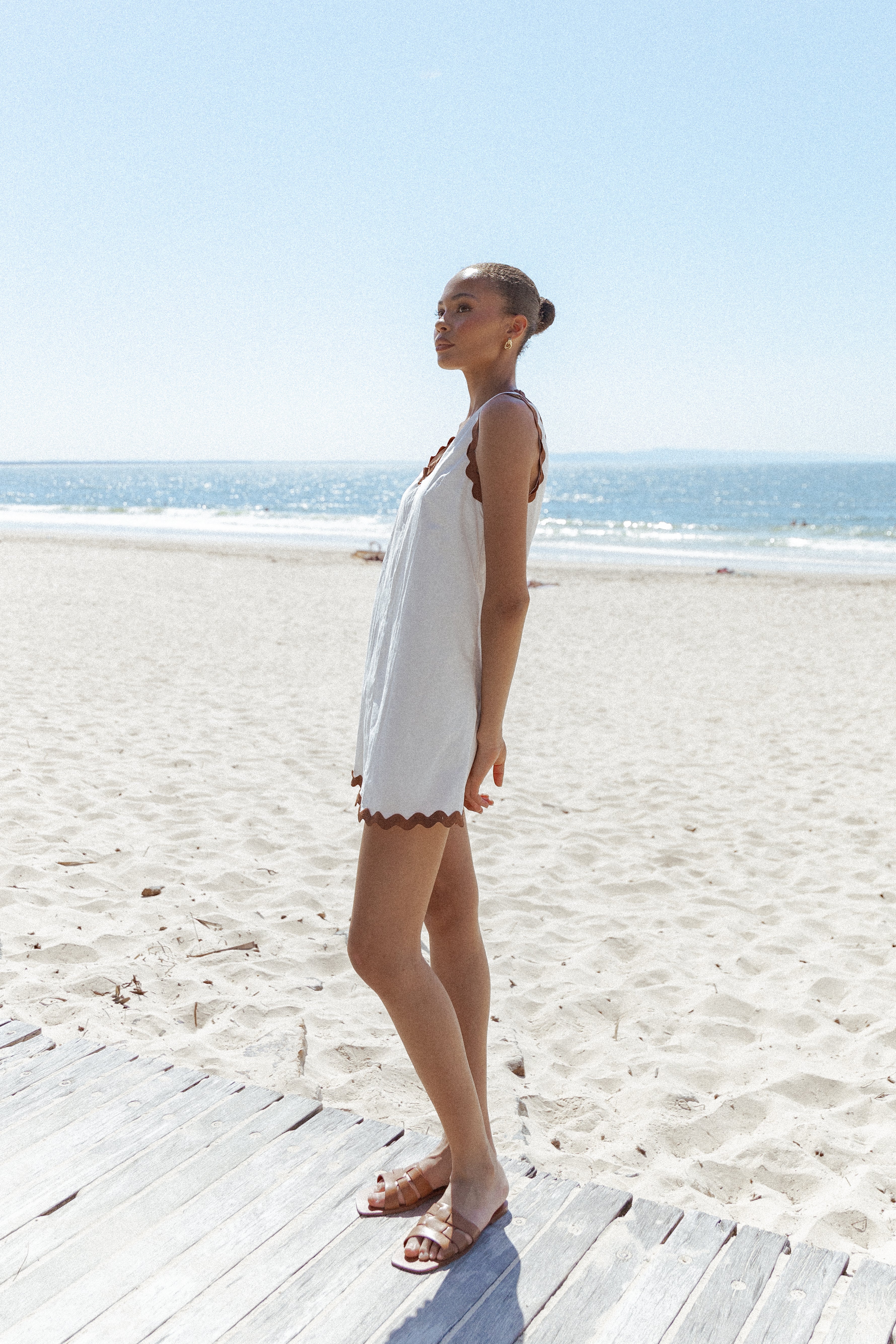 Calliope Mini Dress White Tan