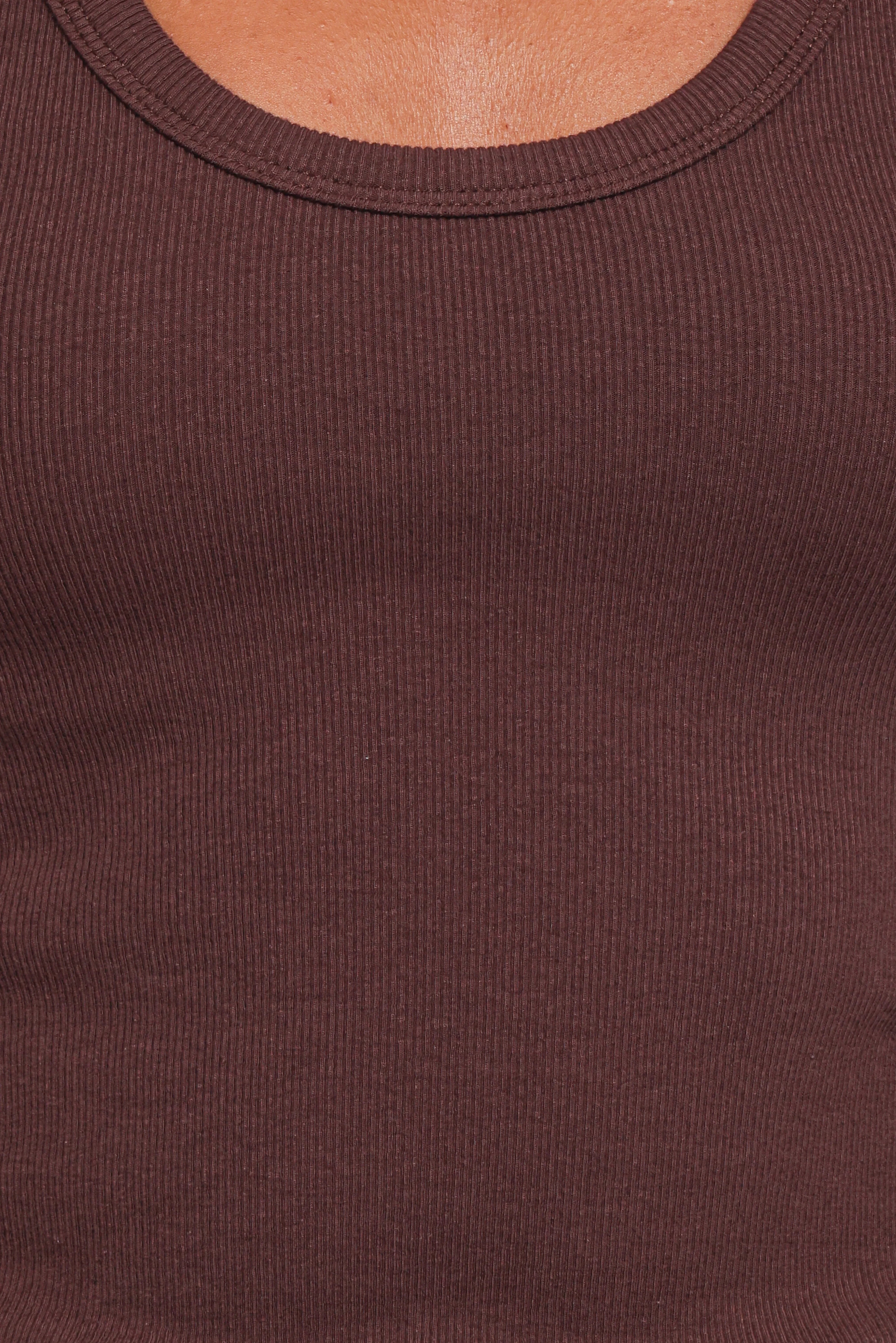Miles Racerback Rib Knit Tank Top Espresso