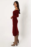 Deena Off Shoulder Midi Dress Red