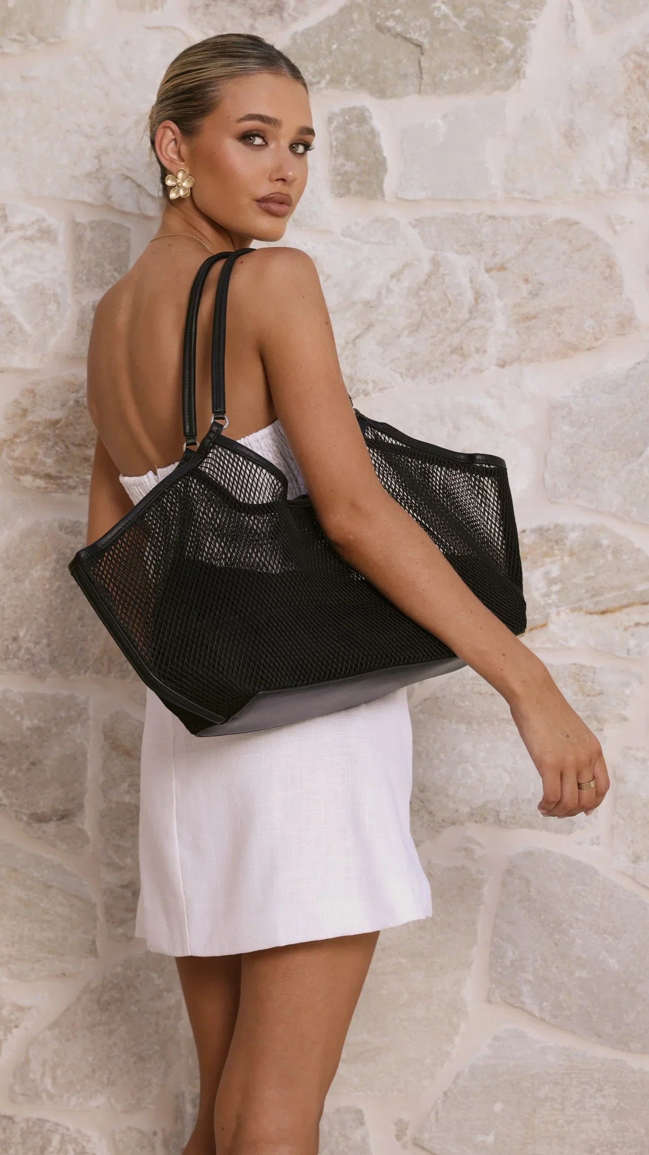 Sporty Weave Tote Black