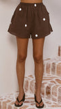Gia Strapless Top and Shorts Set Choc White Polka Dot