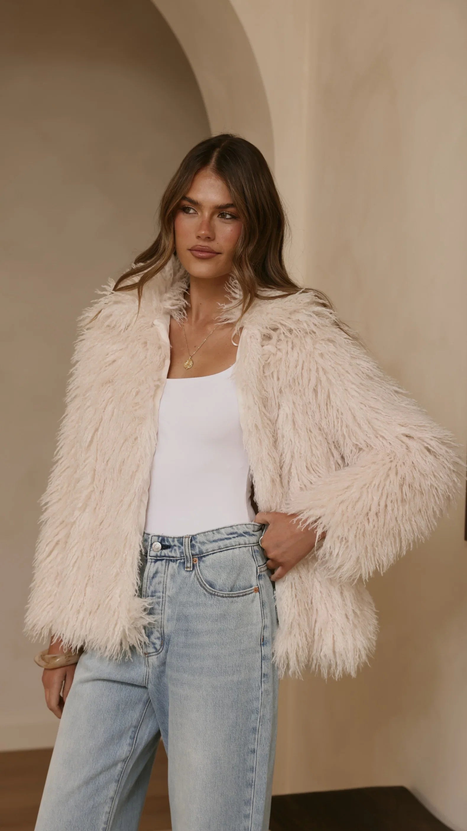 Chantelle Fur Jacket Cream