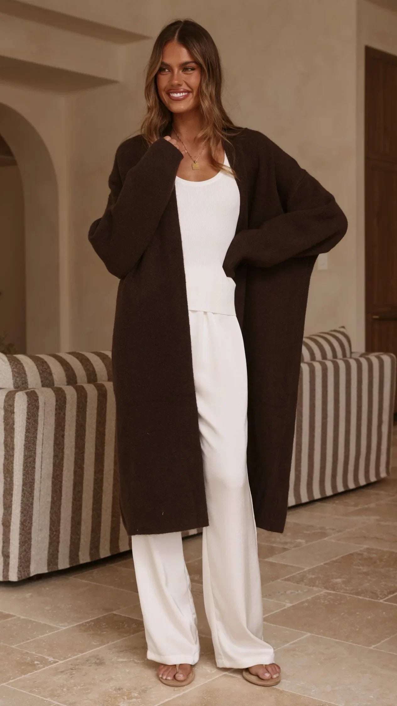 Romy Longline Cardigan Chocolate