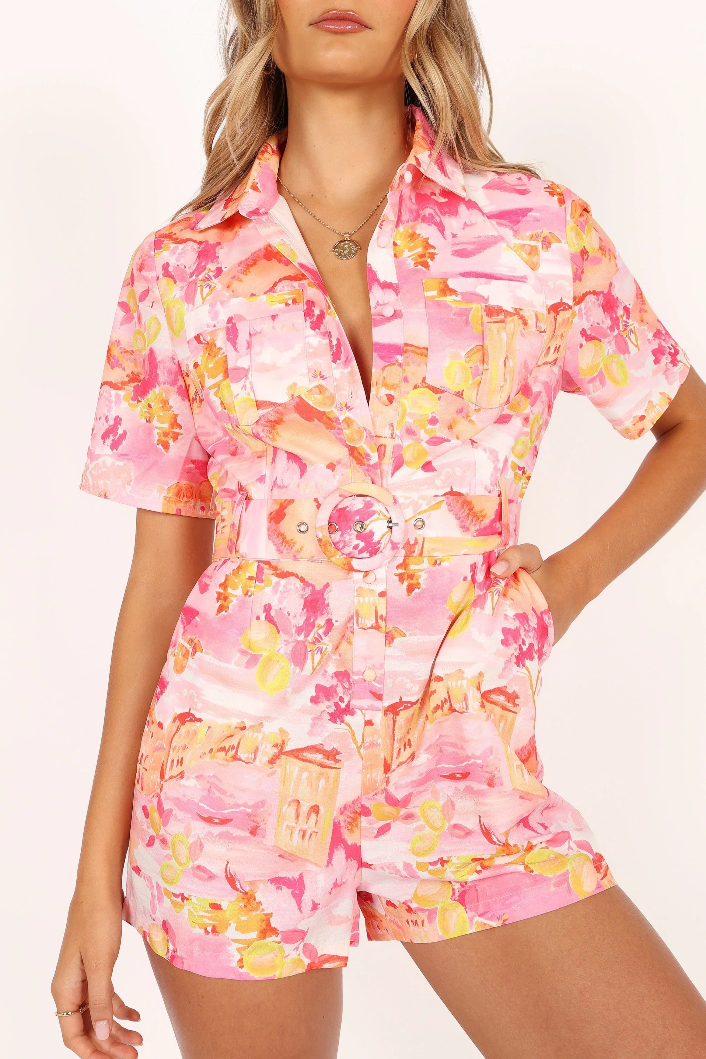 Arianna Romper Pink Scenic