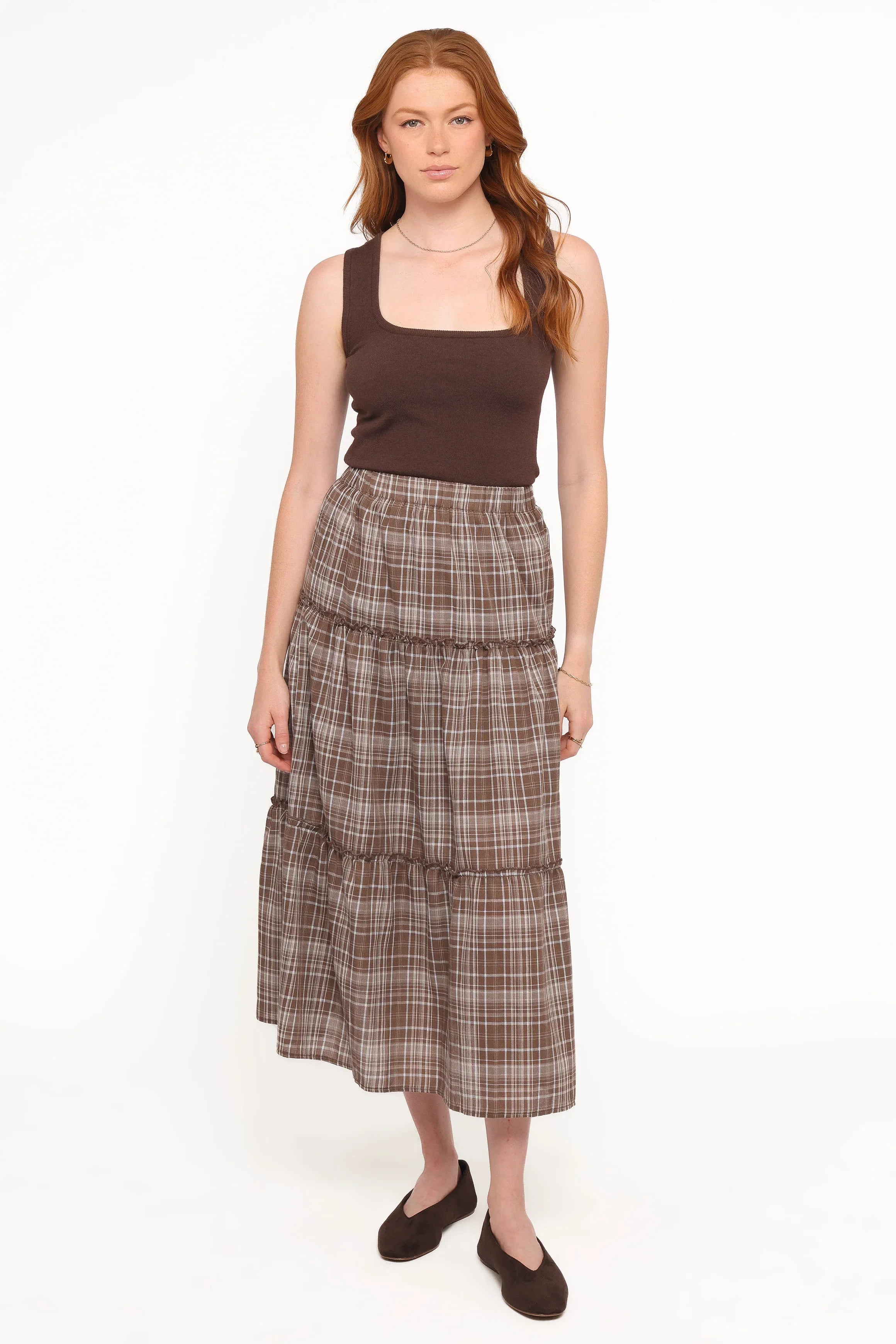 Campbell Tiered Maxi Skirt Juno Check