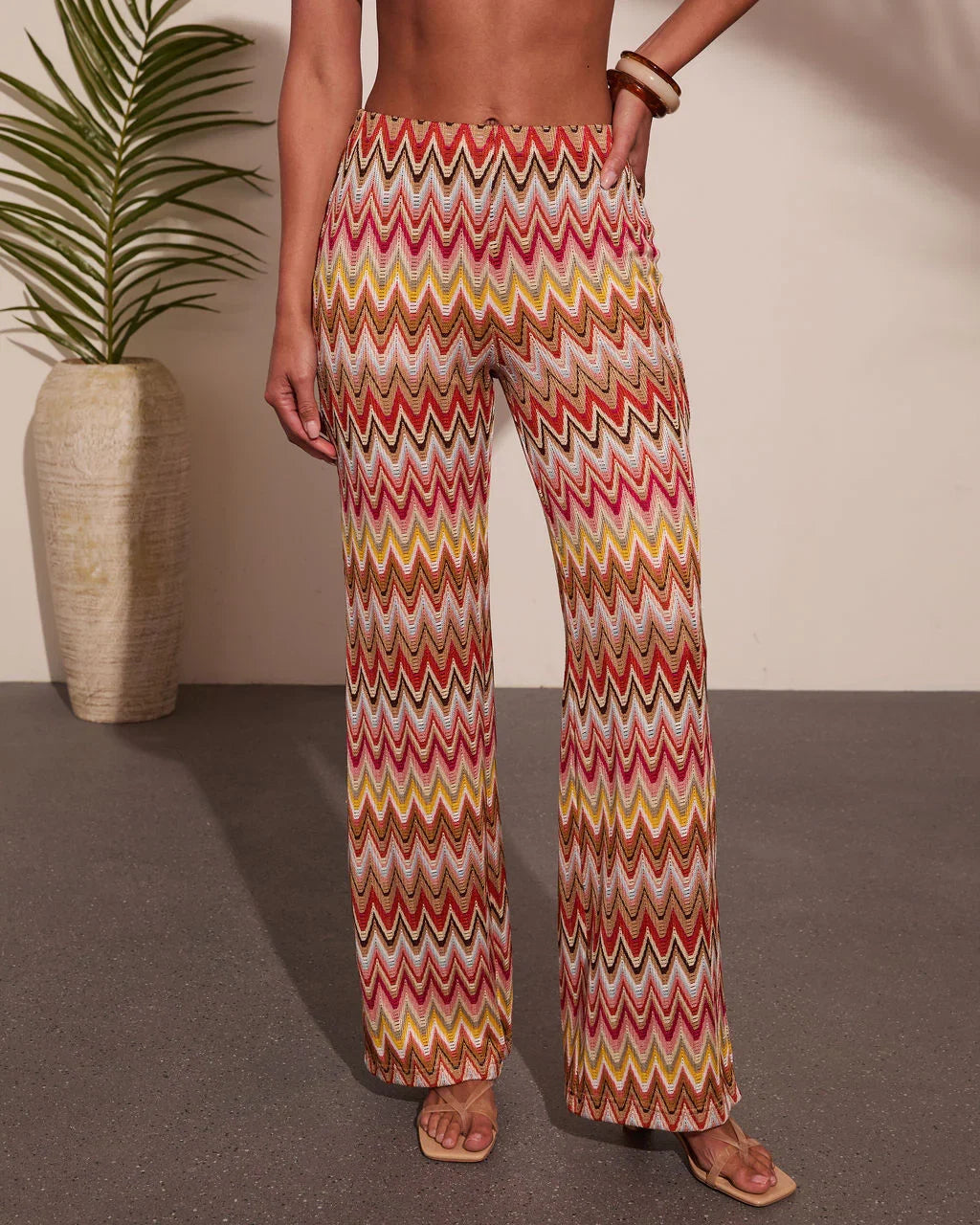 Paradise Ease Chevron Print Flare Leg Pants