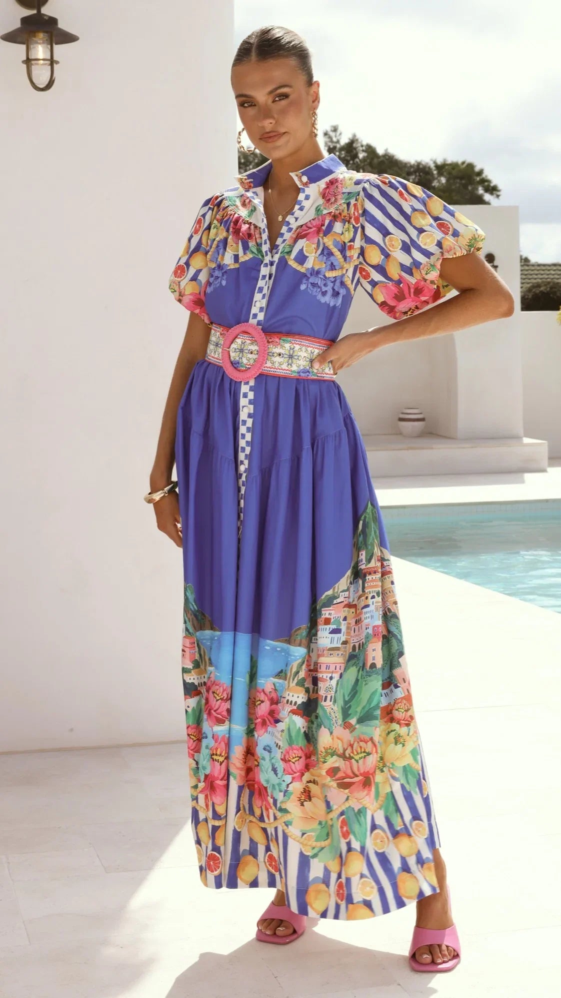 Bloom Maxi Dress Positano Cobalt