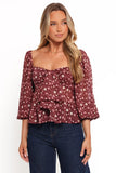Darrie Long Sleeve Top Burgundy Multi