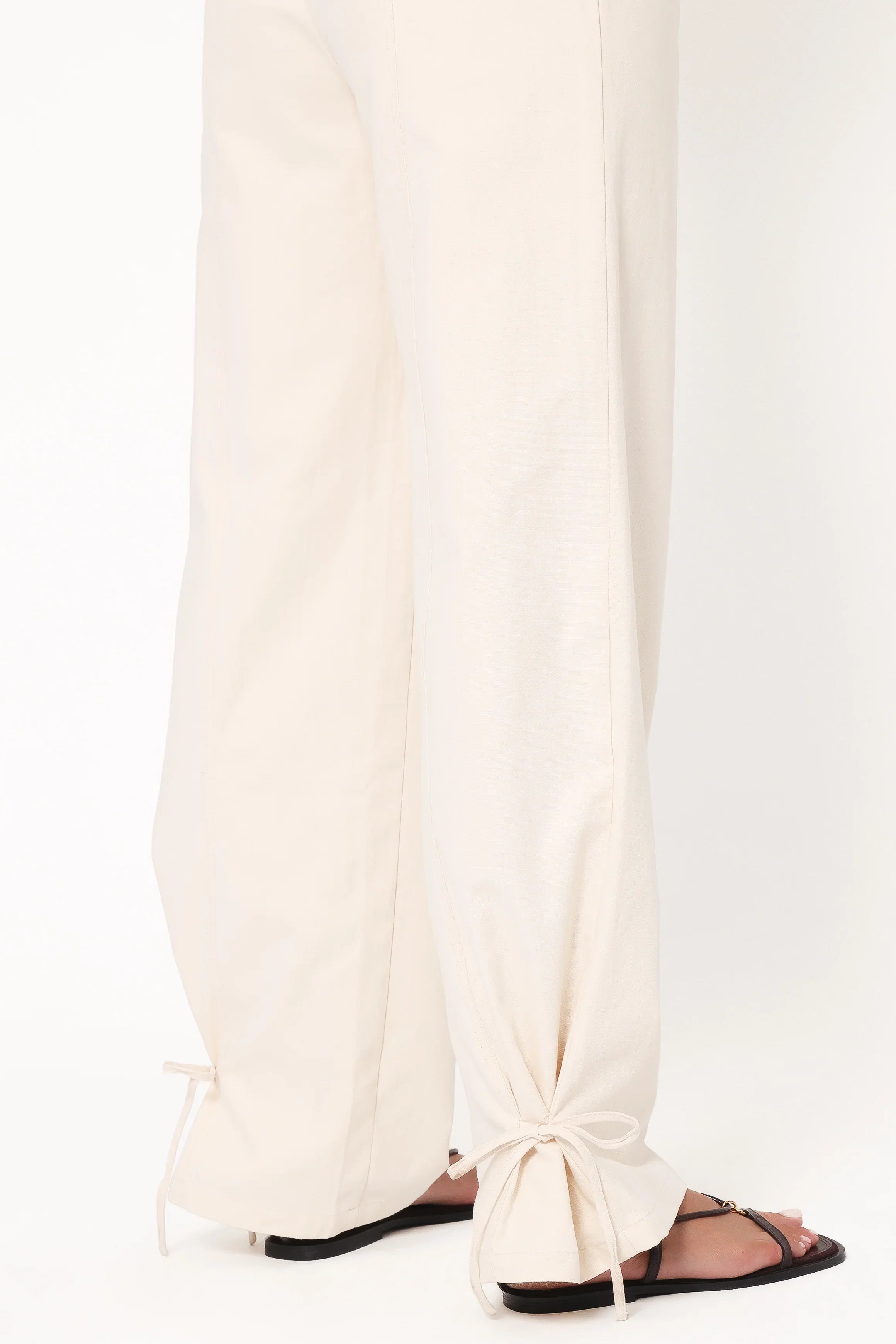 Asher Tie Detail Tapered Leg Pants Cream