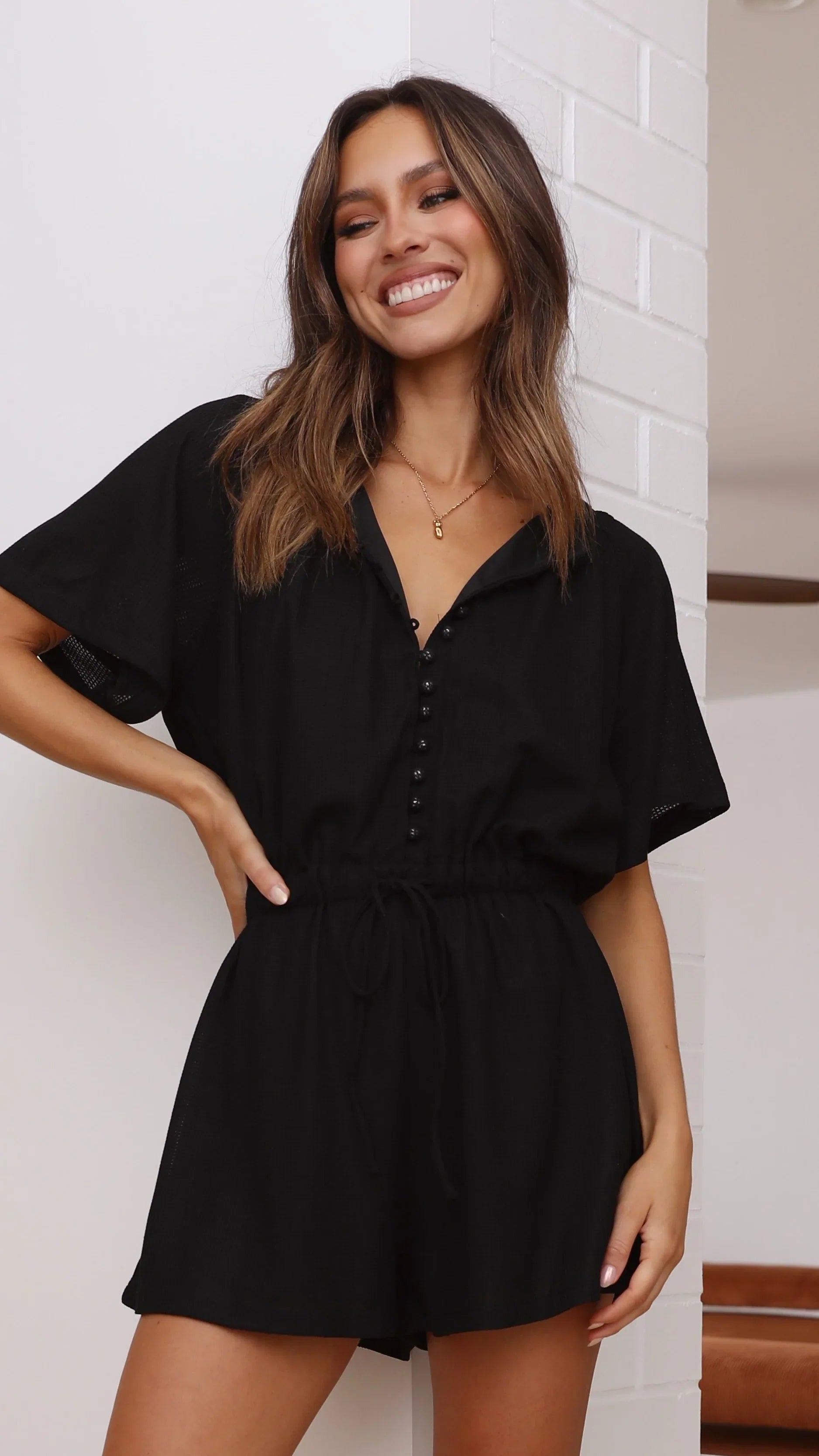 Santorini Playsuit Black