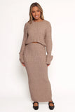 Reid Cable Knit Skirt Set Taupe