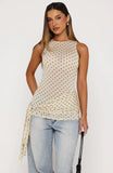 Pinch Me Tie Top Butter Black Polka Dot