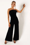 Donatella Feather Trim Jumpsuit Black