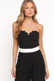 Elaria Scalloped Belted Jumpsuit Black