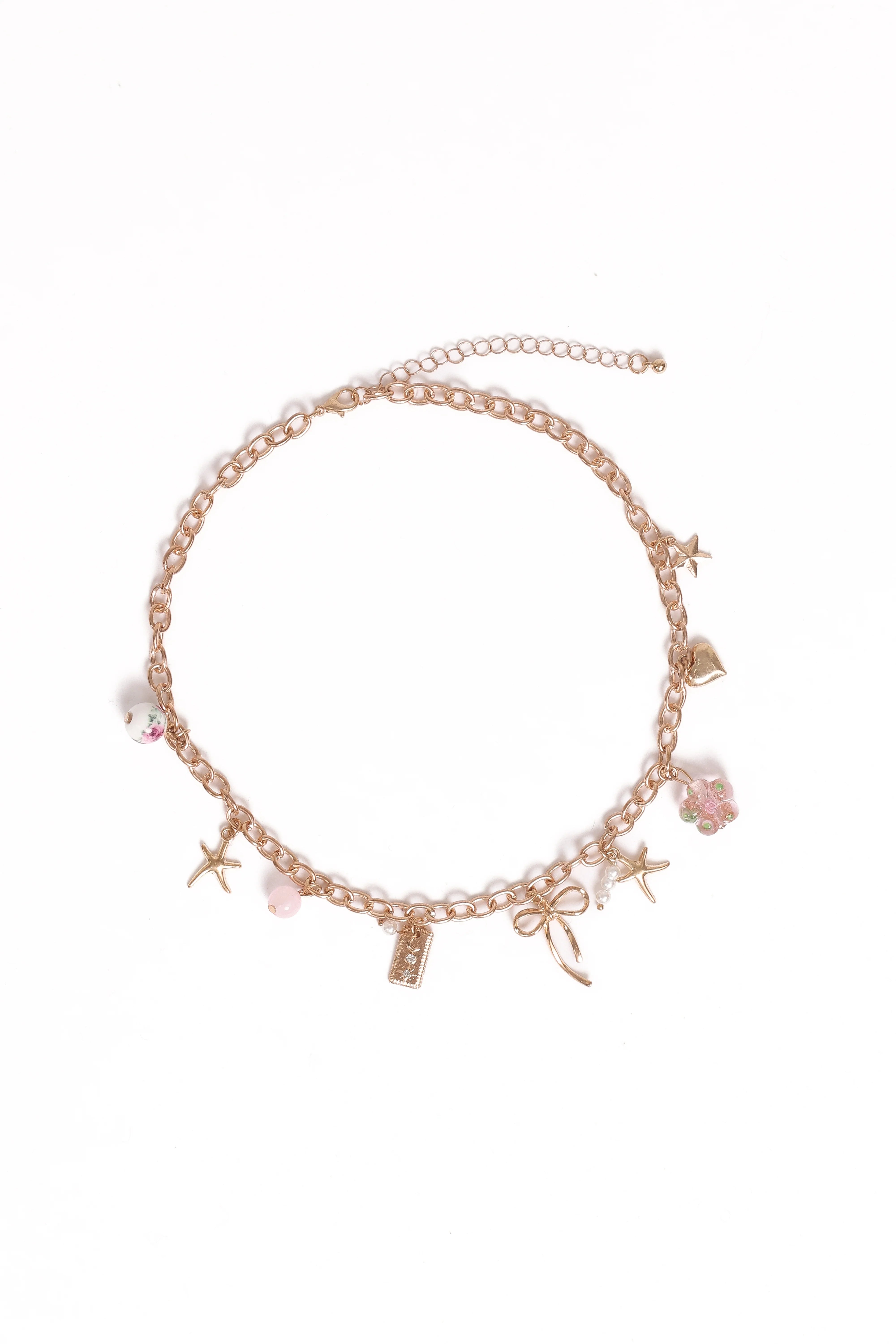 Sienna Charm Necklace Gold Pink