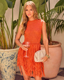 Citrus Serenade Fringe Mini Dress