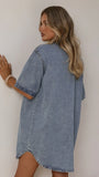 Maliha Button Up Mini Dress Light Denim