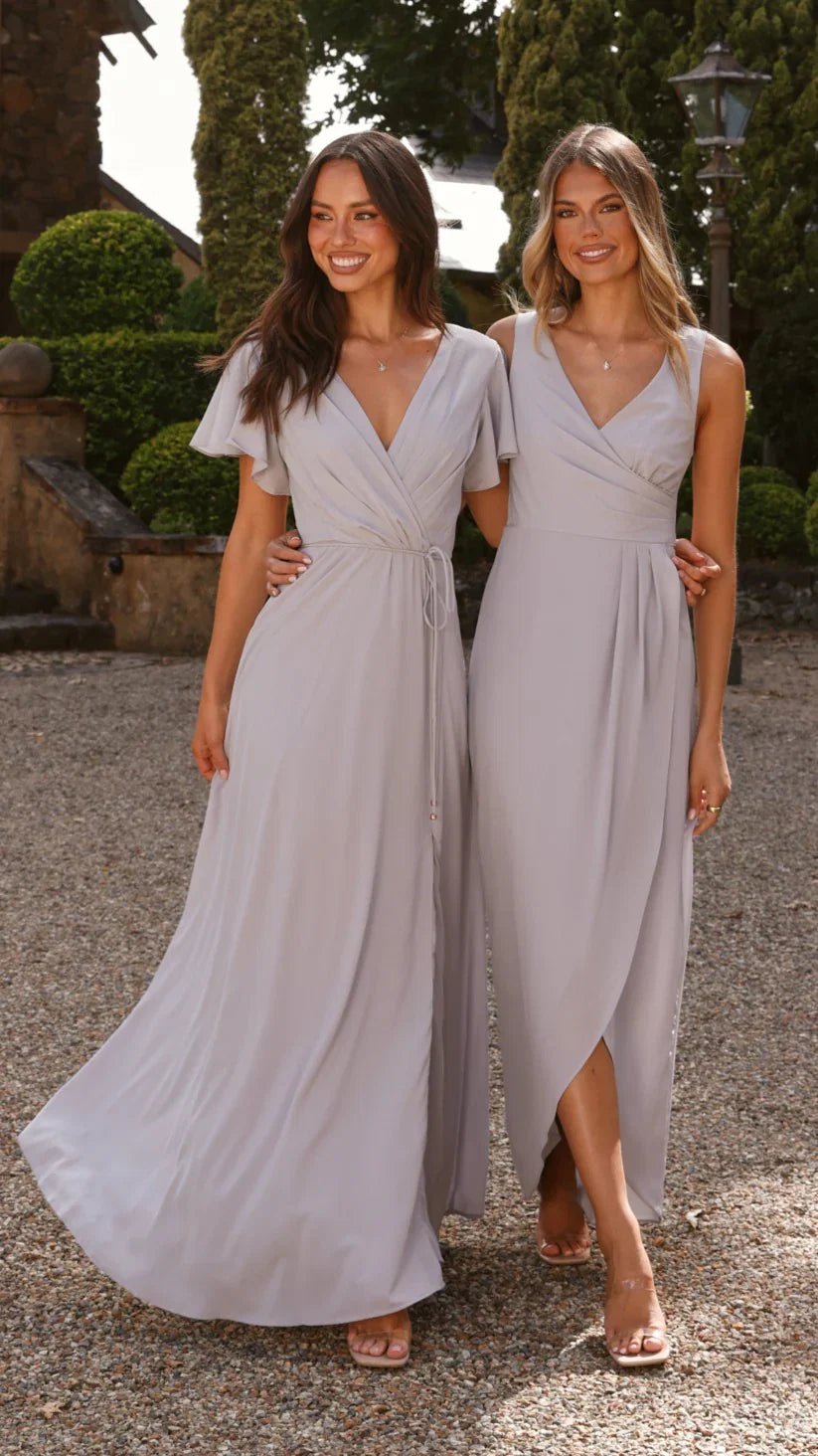 Pamela V Neck Maxi Dress Silver