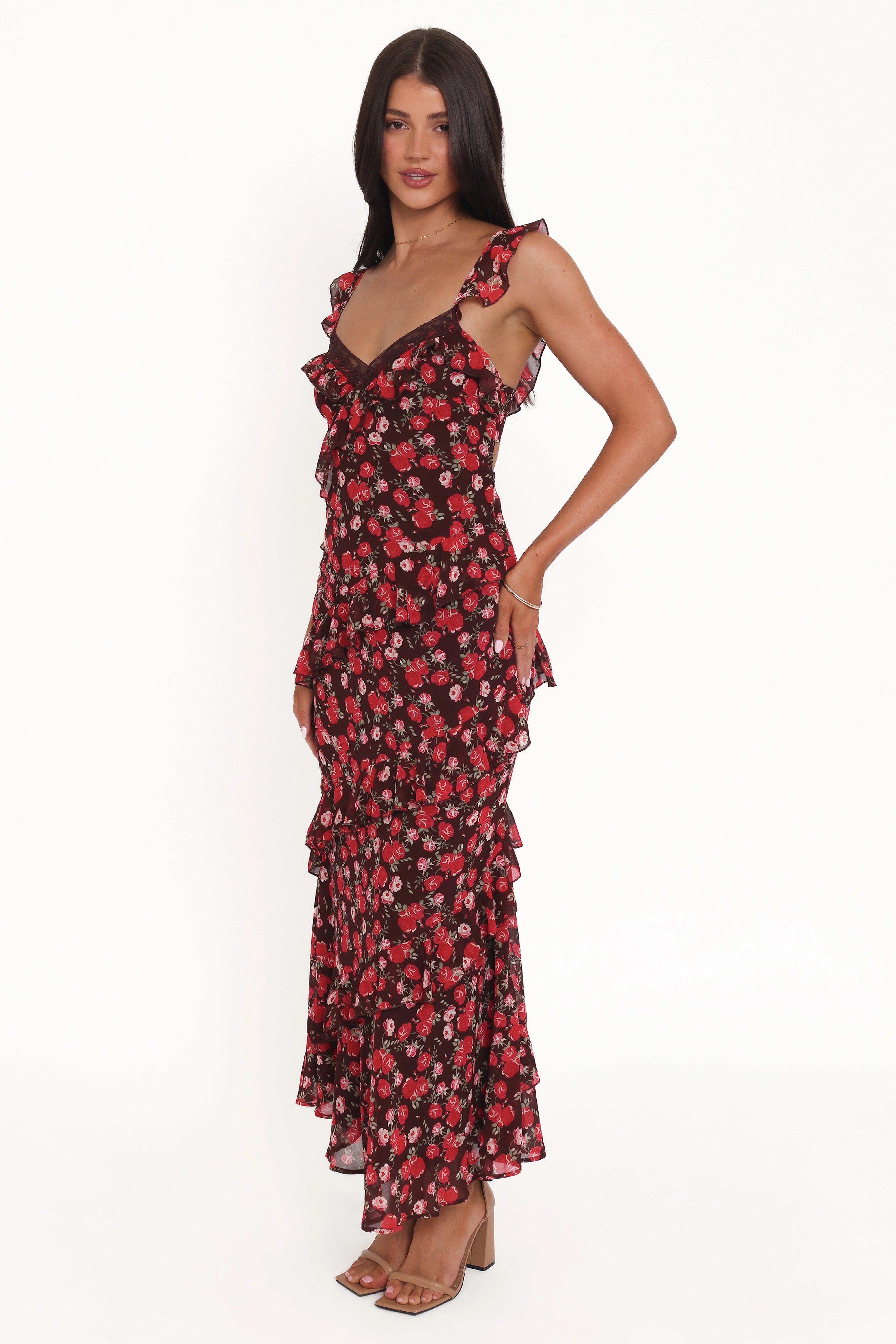 Virginia Maxi Dress Brown Floral
