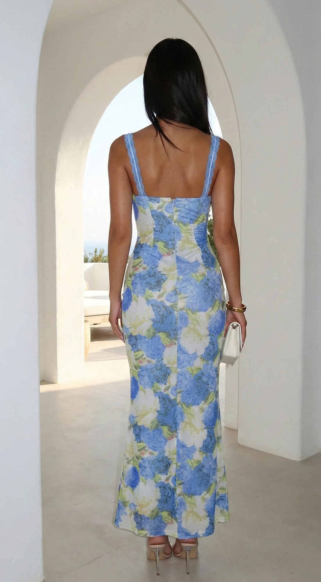 Azurae Floral Maxi Dress Blue