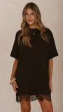 Saya T Shirt Lace Mini Dress Black