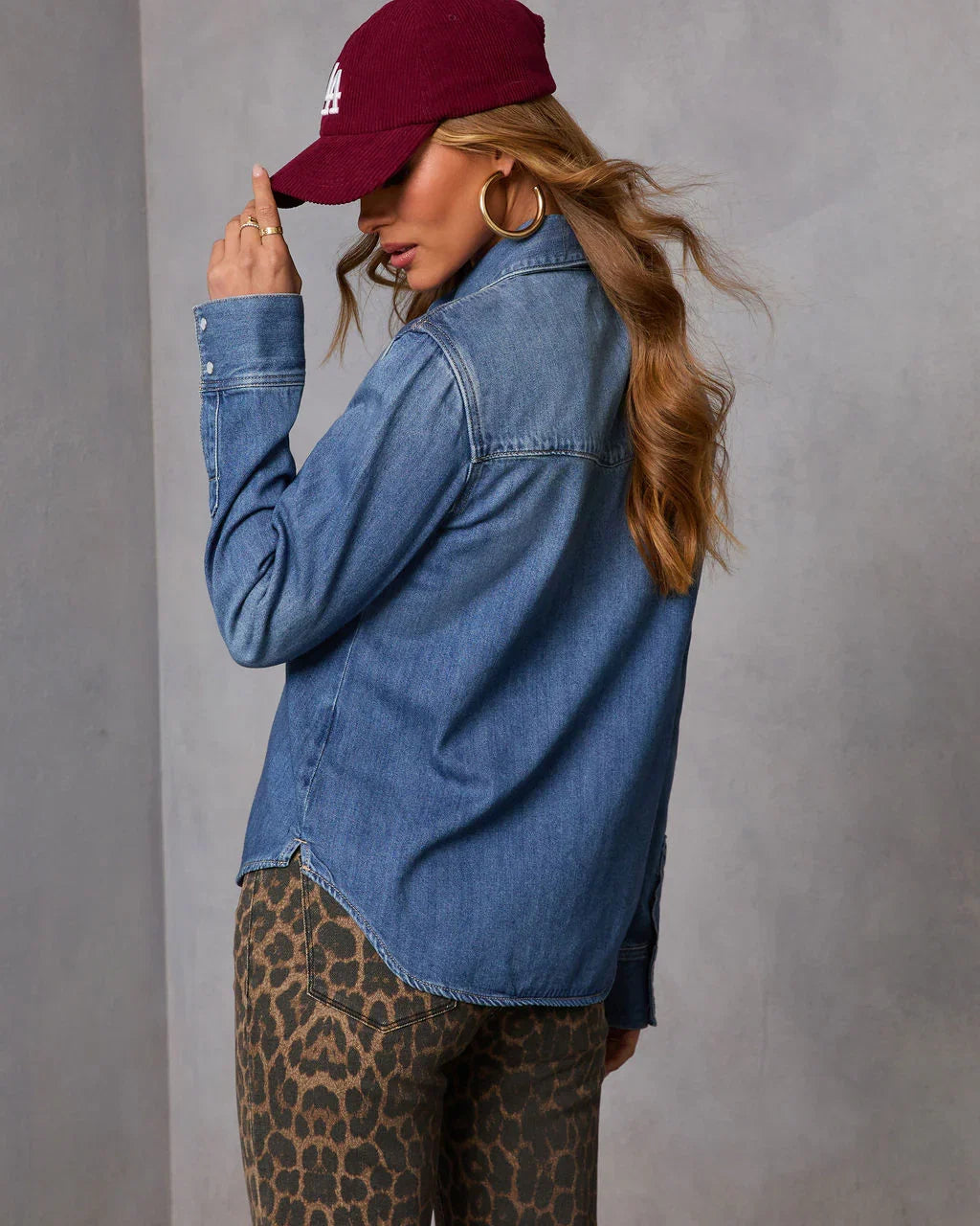 Muted Days Denim Button Down Top