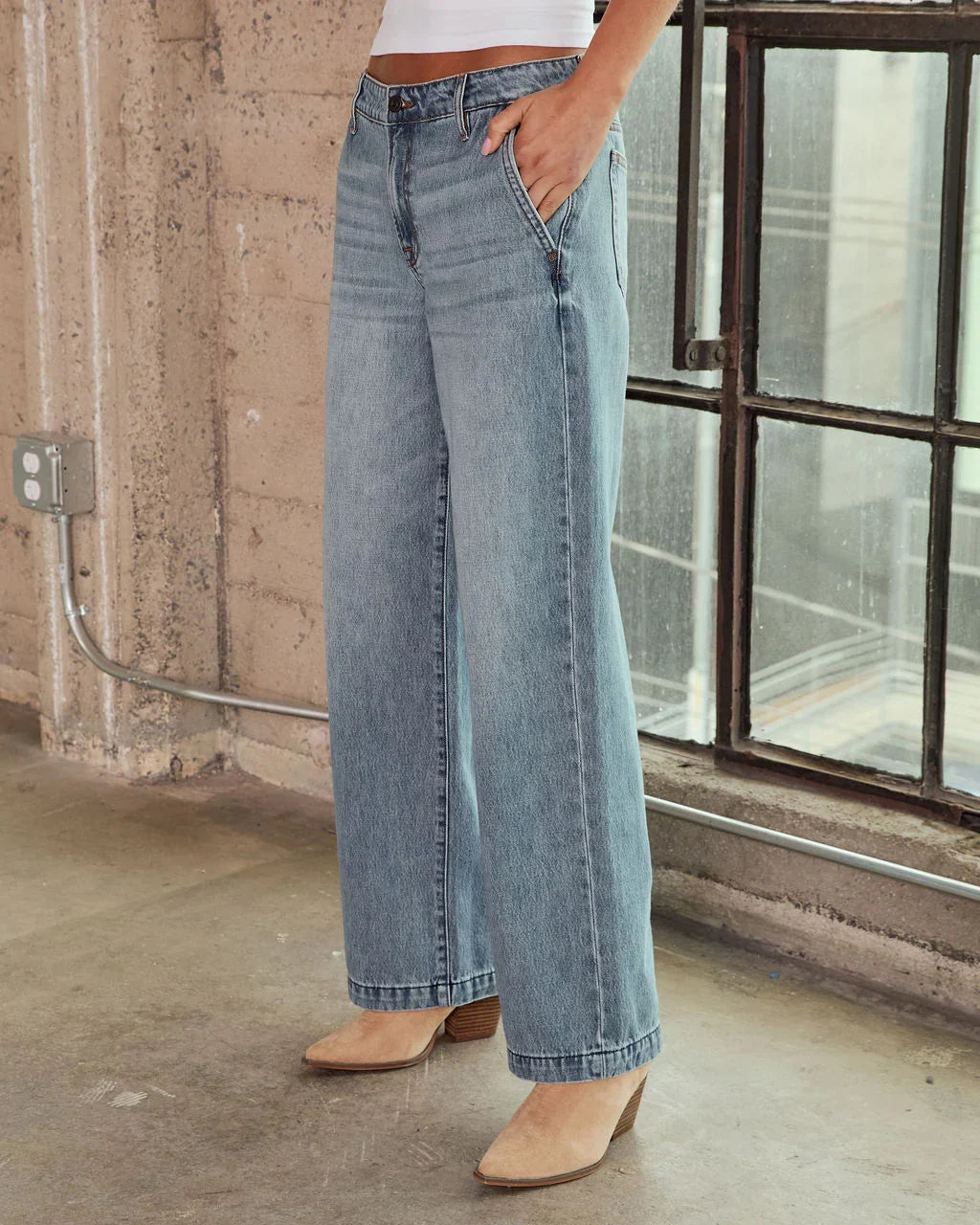 Melvine Rigid High Rise Wide Leg Jeans
