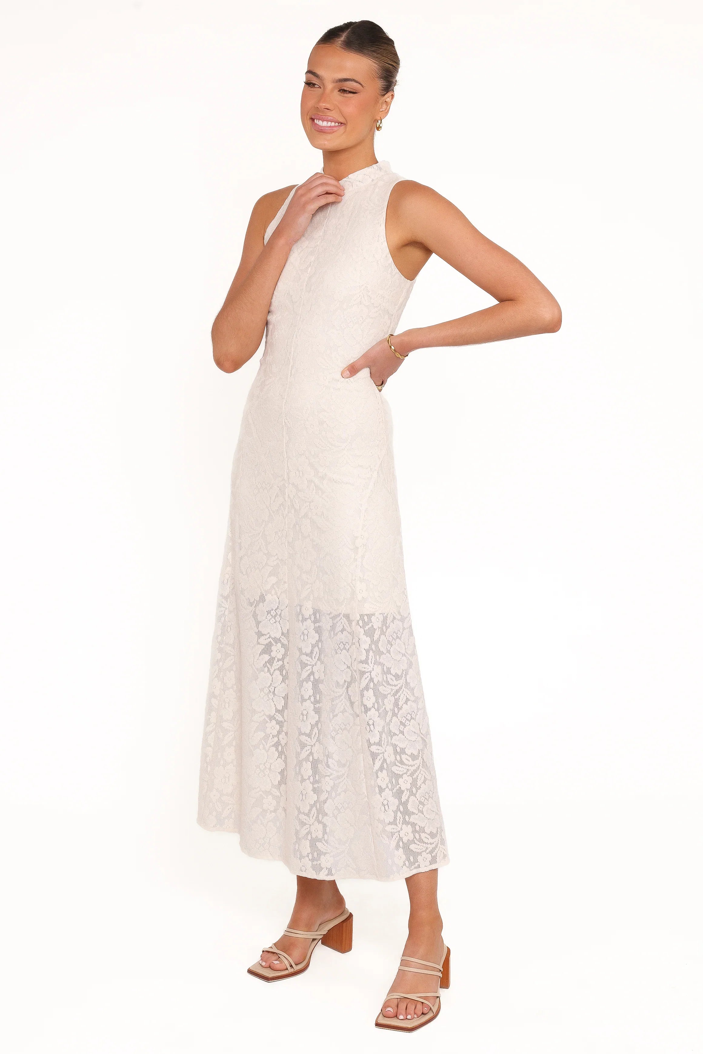 Danni Lace Midi Dress Ecru