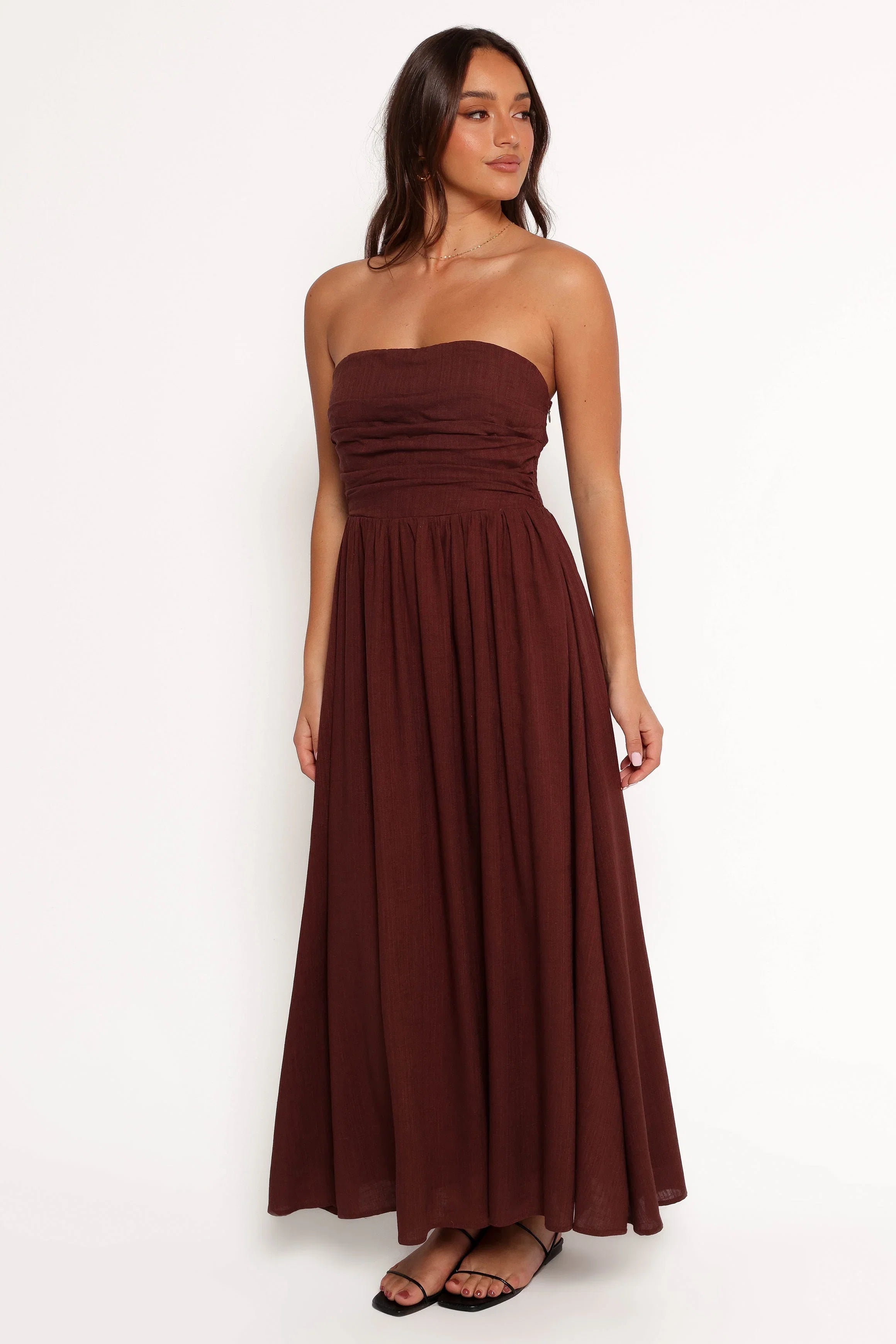 Kayt Strapless Dress Chocolate Brown