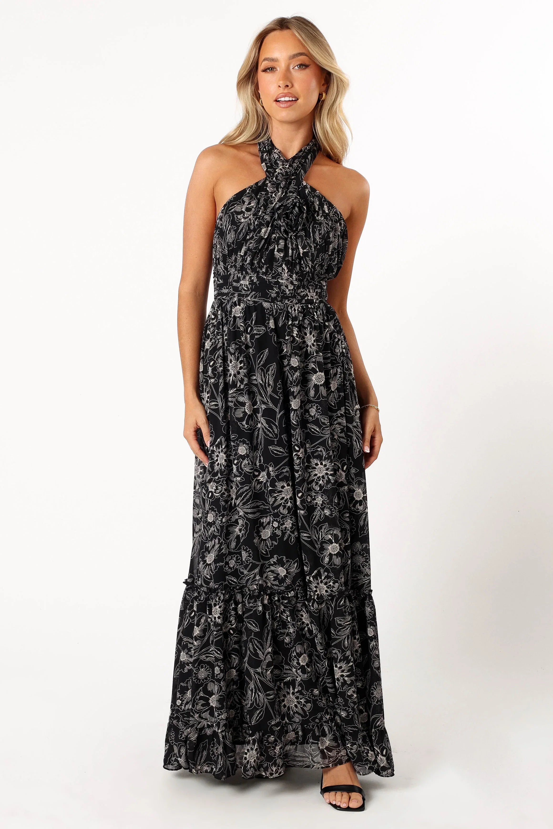Lennon Halterneck Maxi Dress Black Floral